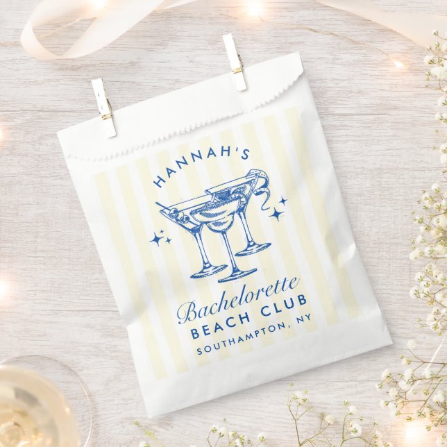 Retro Modern Cocktail Bachelorette Blue Favour Bag (Clipped)