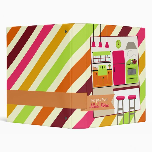 Retro Modern Colourful Kitchen Recipe Binder (Background)