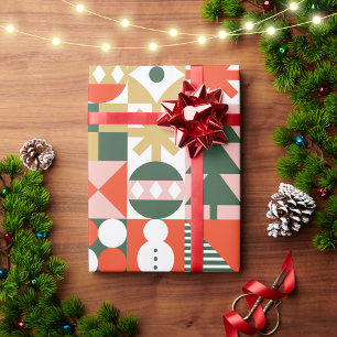Retro Modern Colourful Scandinavian Christmas Wrapping Paper