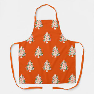 Retro Modern Cute Seasonal Holiday Tree Christmas Apron