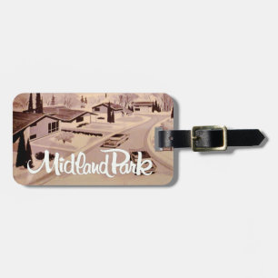 Retro Modern Design Luggage Tag w/ leather strap