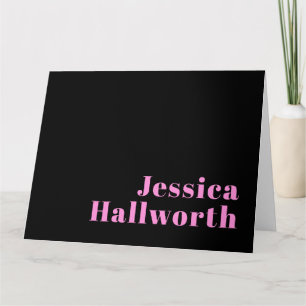 Retro-modern Editable Text Black & Pink Card