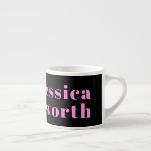 Retro-modern Editable Text   Black & Pink Espresso Cup