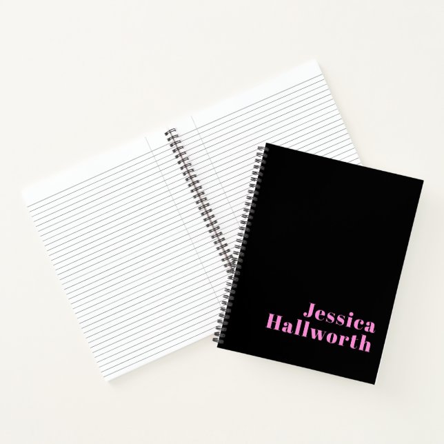 Retro-modern Editable Text | Black & Pink Notebook (Inside)