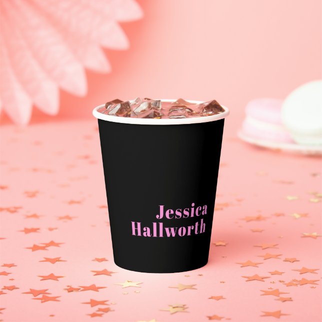 Retro-modern Editable Text | Black & Pink Paper Cups (Insitu)