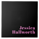 Retro-modern Editable Text | Black & Pink Tile<br><div class="desc">Stylish retro-modern text for a name or any other text,  edit as you like!</div>