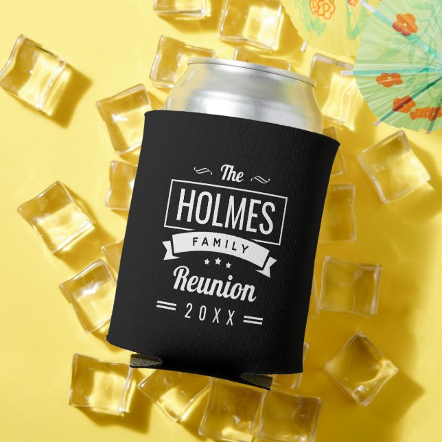 Retro Modern Family Reunion Logo Can Cooler (In Situ Summer)