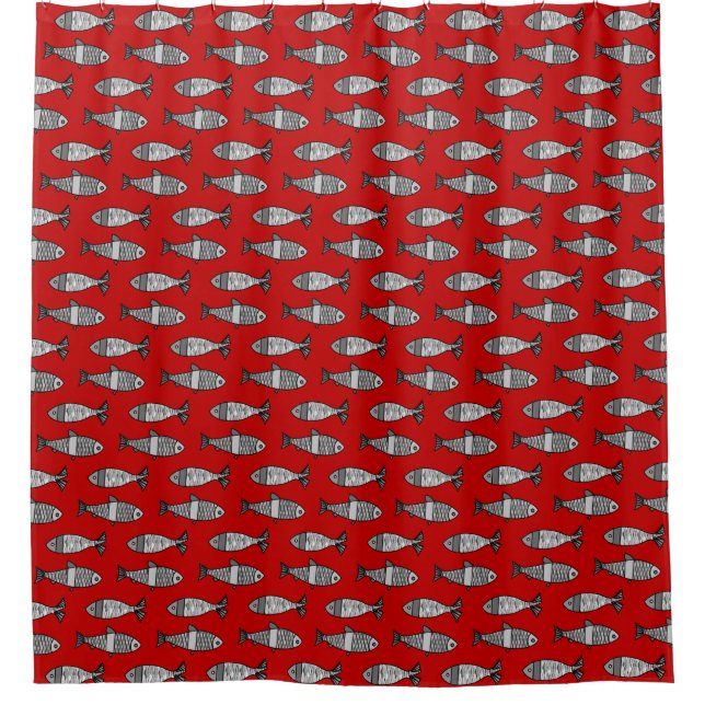 Retro Modern Fish, Deep Red and Grey / Grey (Front)
