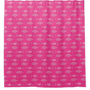 Retro Modern Fish, Fuchsia and Light Pink