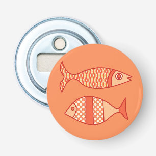 Retro Modern Fish, Light Coral Orange & Tangerine Bottle Opener