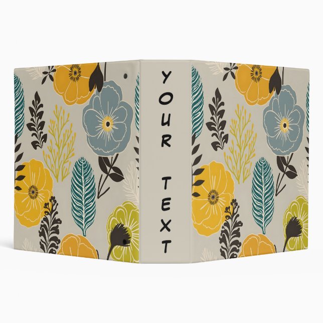 Retro Modern Floral on Grey Binder (Background)