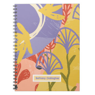 Retro Modern Floral Personalized Abstract Notebook