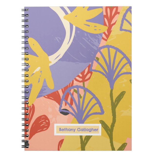 Retro Modern Floral | Personalized Abstract  Notebook (Front)