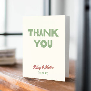 Retro Modern Funky Type Earth Tones Wedding Thank You Card