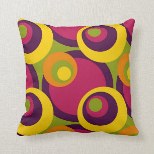 Retro Modern Geometric Circles Pattern Throw Pillow
