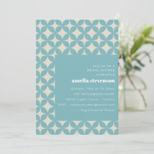 Retro Modern Geometric Pastel Blue Bridal Shower Invitation