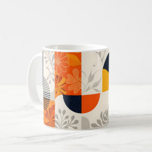 Retro Modern Geometric with Floral Elements Coffee Mug