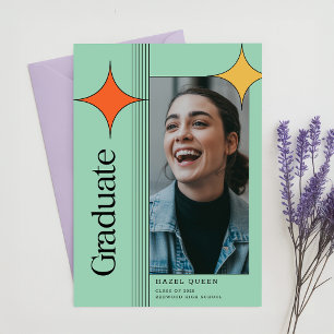 Retro Modern Grad Graduate Photo Graduation Announcement
