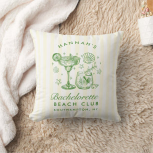 Retro Modern Green & Yellow Bachelorette Weekend Throw Pillow