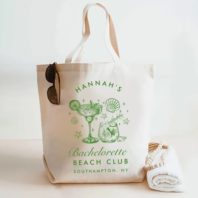 Retro Modern Green & Yellow Bachelorette Weekend Tote Bag (Creator Uploaded)