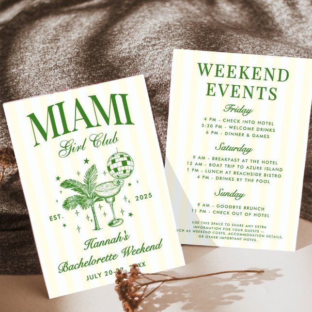 Retro Modern Green & Yellow Miami Bach Party Invitation (Creator Uploaded)