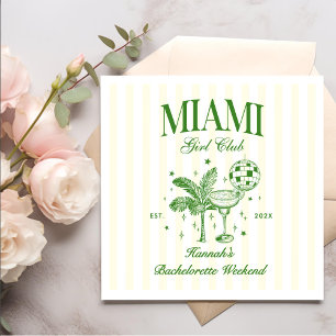 Retro Modern Green & Yellow Miami Bach Party Napkin