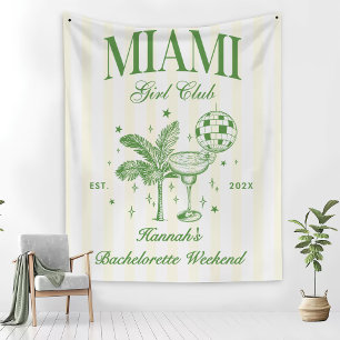 Retro Modern Green & Yellow Miami Bach Party Tapestry