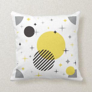 Retro Modern Grey And Yellow Throw Pillow