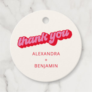Retro Modern Groovy Bold Pink Red Custom Favour Tags
