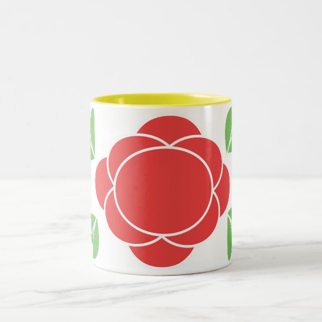 retro modern in red, green Two-Tone coffee mug (Center)