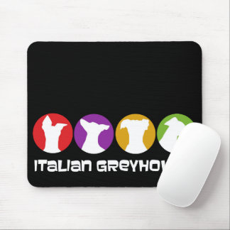 Retro Modern Italian Greyhounds Dark Mouse Pad