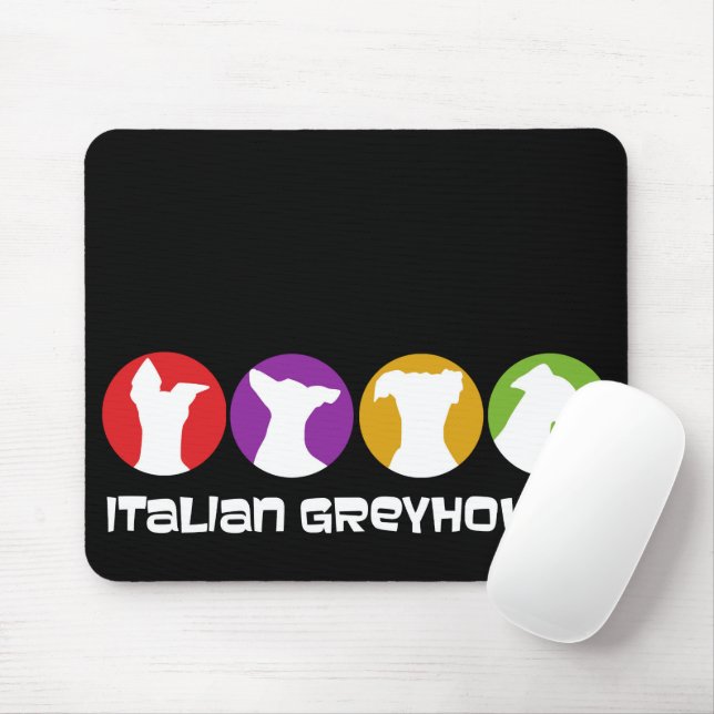 Retro Modern Italian Greyhounds Dark Mouse Pad (With Mouse)