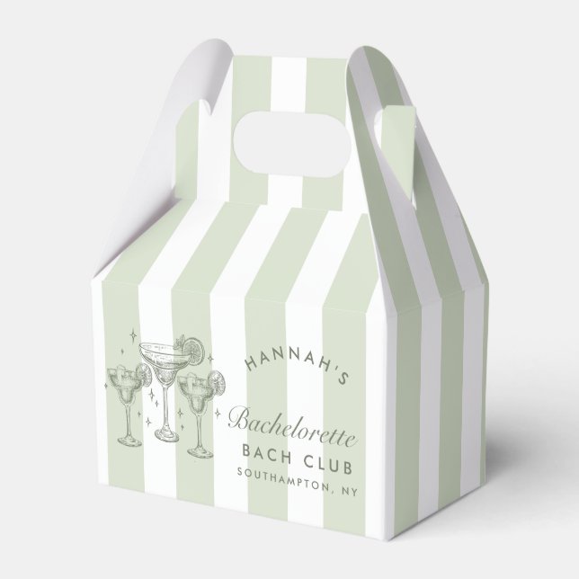 Retro Modern Margaritas and Matrimony Striped Bach Favor Box (Front Side)