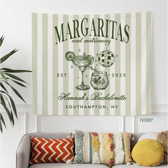 Retro Modern Margaritas and Matrimony Striped Bach Fleece Blanket (Creator Uploaded)