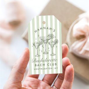 Retro Modern Margaritas and Matrimony Striped Bach Gift Tags