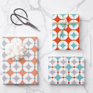 Retro Modern Mid Century Geo Shapes Pattern Wrappi Wrapping Paper Sheet