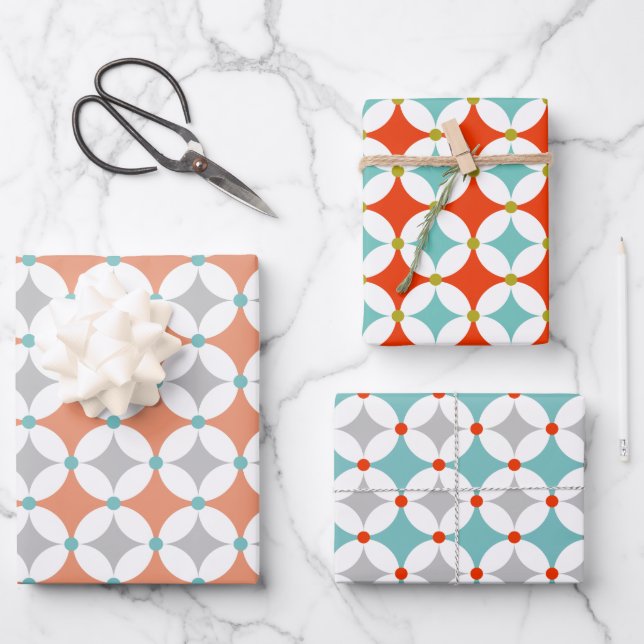 Retro Modern Mid Century Geo Shapes Pattern Wrappi Wrapping Paper Sheet (Front)