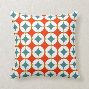 Retro Modern Mid Century Geometric Colourful Throw Pillow