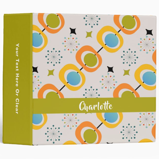 Retro Modern Mid Century Starburst Pattern Binder (Front/Spine)