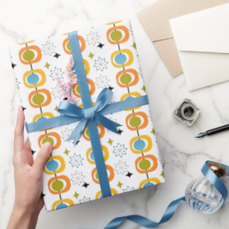 Retro Modern Mid Century Starburst Pattern Wrapping Paper