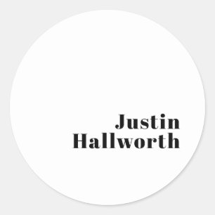 Retro Modern Minimal Name or Business Template Classic Round Sticker