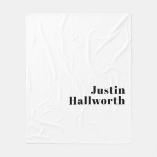 Retro Modern Minimal Name or Business Template Fleece Blanket
