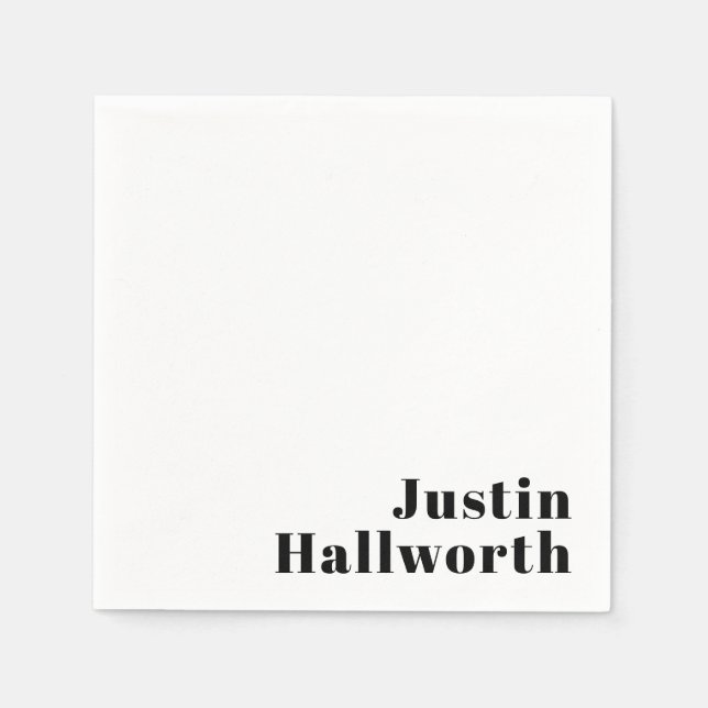 Retro Modern Minimal Name or Business Template Napkin (Front)
