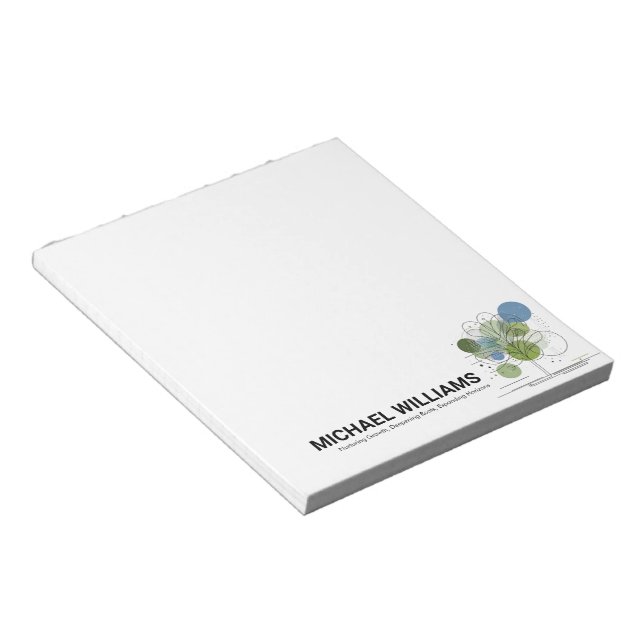 Retro Modern Minimalist Tree Life Coach Blue/Green Notepad (Angled)