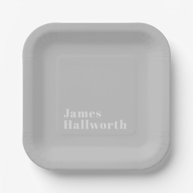 Retro Modern Minimalistic Name (or other text) Paper Plate (Front)