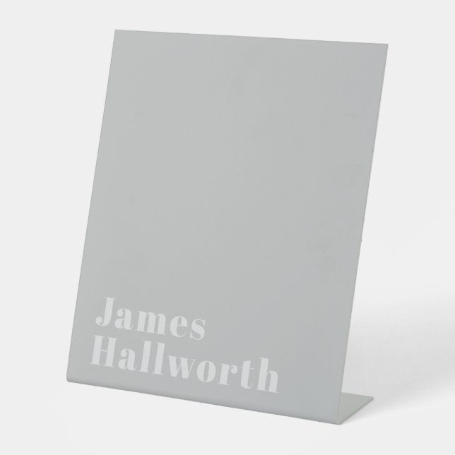 Retro Modern Minimalistic Name (or other text) Pedestal Sign (Front)