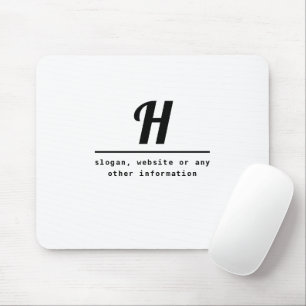 Retro-modern Monogram & Business (or other) Info Mouse Pad