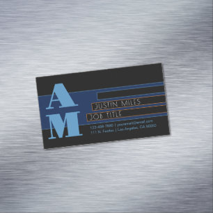 Retro-modern Monogram & Design Magnetic Business Card