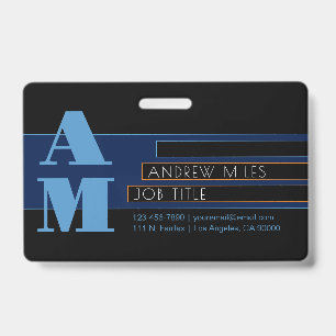 Retro-modern Monogram & Editable Shapes & Colours Badge