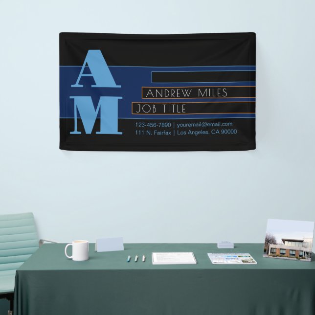 Retro-modern Monogram & Editable Shapes & Colours Banner (Tradeshow)